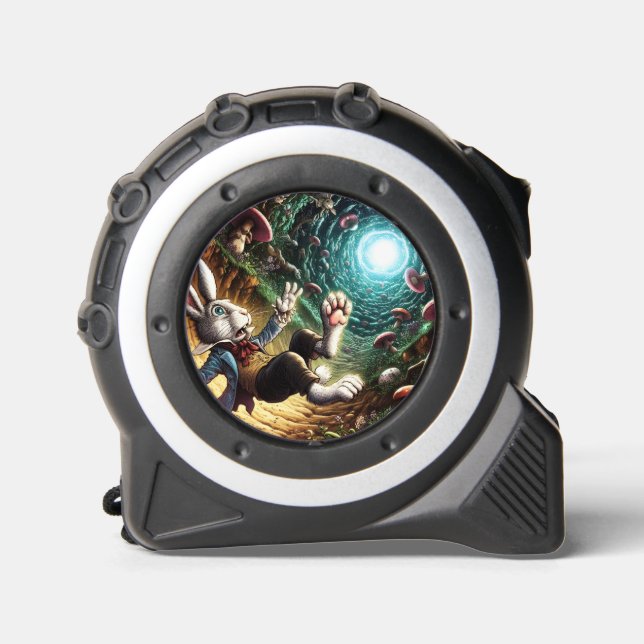 Panikhase, die das Kaninchenloch herunter fällt Maßband (Vorderseite)