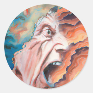 Panikwellen Ölmalerei Runder Aufkleber