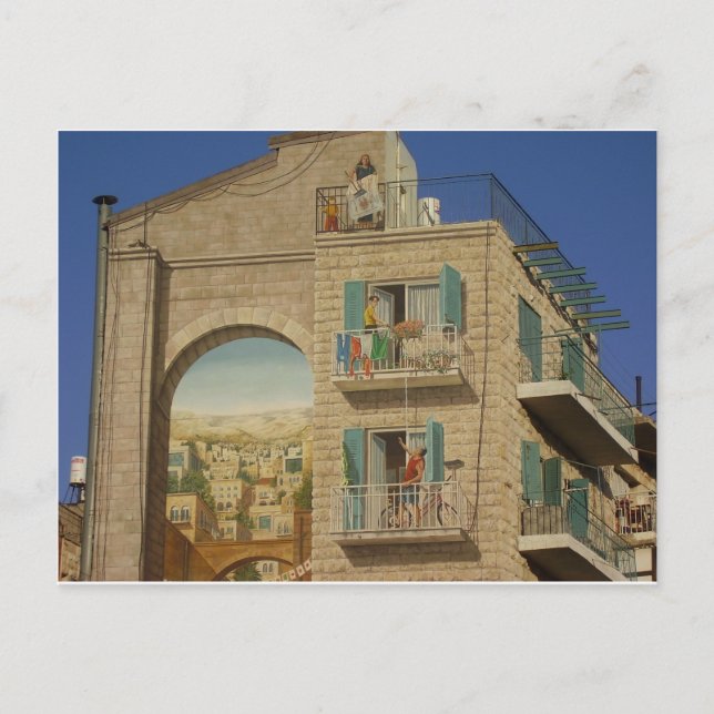 Panited Wand eines Hauses in Jerusalem Postkarte (Vorderseite)