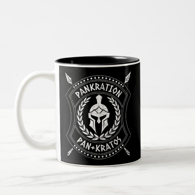 Pankration Pan Kratos Spartan Shield Zweifarbige Tasse (Links)