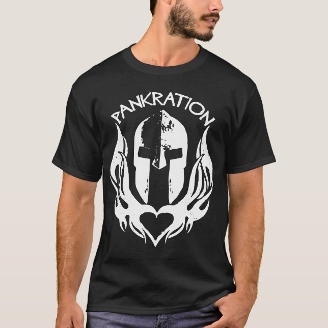 Pankration Spartan Helmet mit Herzflames T-Shirt (Vorderseite)