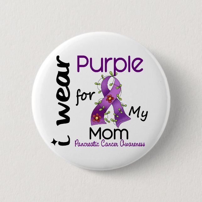 Pankreatischer Krebs trage ich Lila für meine Mama Button (Vorderseite)