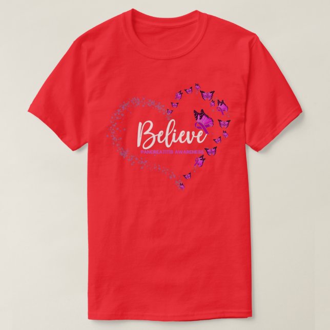Pankreatitis Bewusstsein Schmetterling glauben T-Shirt (Design vorne)