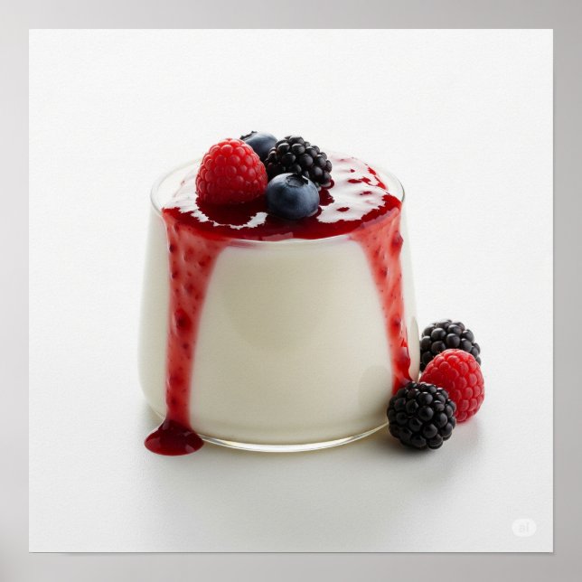 Panna Cotta mit Berries Poster (Vorne)