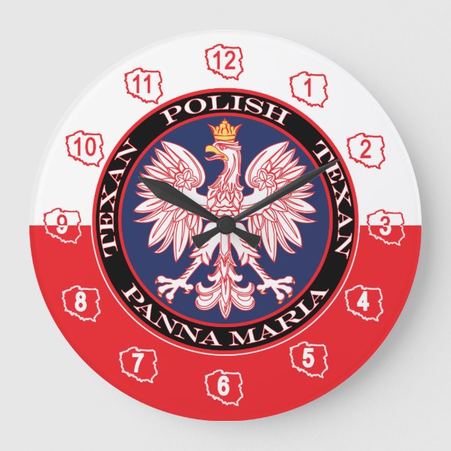 Panna Maria Round Polish Texan Große Wanduhr (Vorderseite)