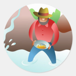 Panning für Gold Runder Aufkleber
