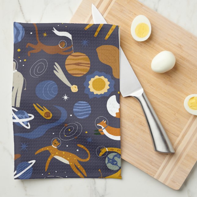 Paño de cocina Animals Outer Space Geschirrtuch (Viertel Falte)