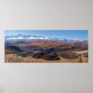 Panorama Altai-Gebirge und Chuya-Fluss. Altai. Poster