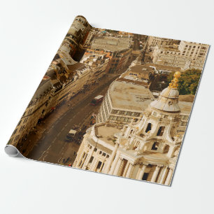 Panorama auf die Londoner Dachterrasse mit Stadtar Geschenkpapier