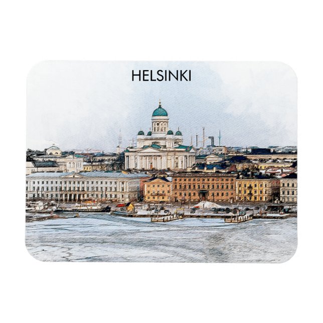 Panorama-Aussicht auf Helsinki Magnet (Horizontal)