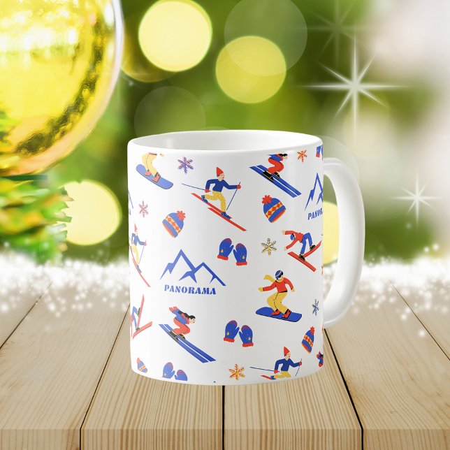 Panorama British Columbia Ski Snowboardmuster Kaffeetasse (Panorama British Columbia ski snowboard winter snow vacation christmas holidays mug)
