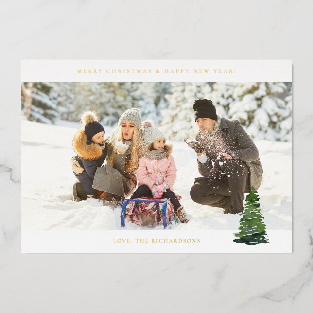 Panorama Chic H Foto - Weihnachtsbaum Folieneinladung (Vorderseite)