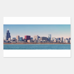 Panorama der Chicago-Skyline Rechteckiger Aufkleber