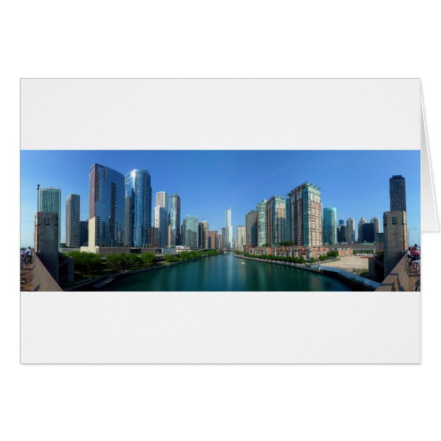 Panorama der Gebäude am Fluss Chicago (Vorderseite (Horizontal))
