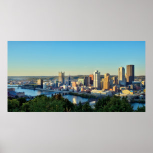 Panorama der Innenstadt von Pittsburg Poster
