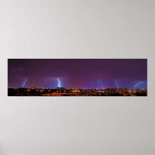 Panorama der mehrfachen Lichtstreiks in Bukarest Poster
