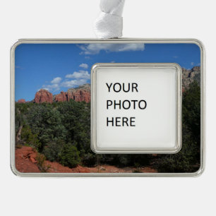Panorama der Roten Felsen in Sedona Arizona Rahmen-Ornament Silber