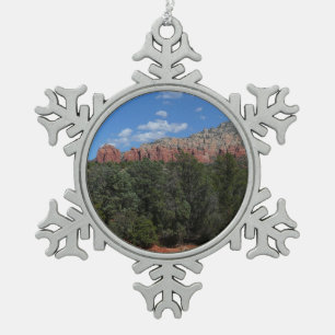 Panorama der Roten Felsen in Sedona Arizona Schneeflocken Zinn-Ornament