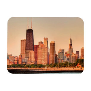 Panorama der Skyline von Chicago bei Sonnenaufgang Magnet