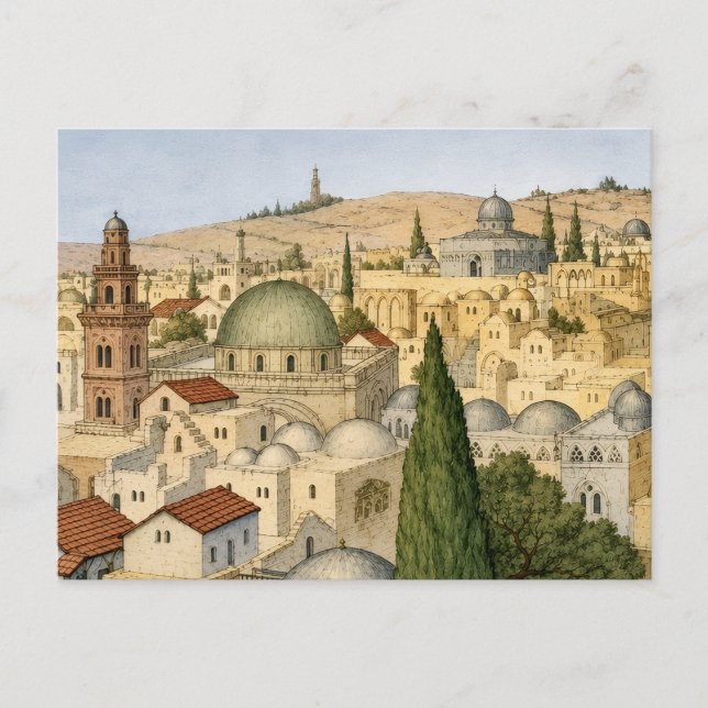 Panorama des alten Jerusalem Postkarte (Vorderseite)