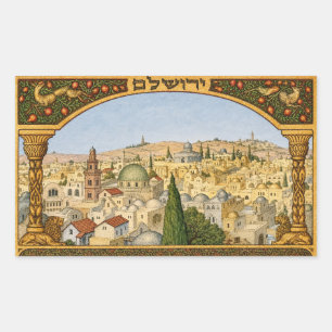 Panorama des alten Jerusalem Rechteckiger Aufkleber