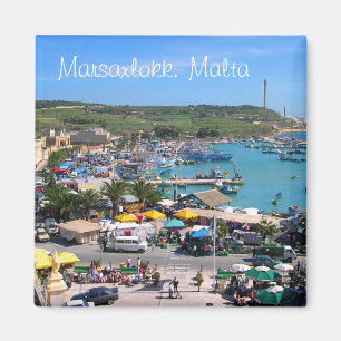 Panorama des Hafens von Marsaxlokk in Malta Magnet
