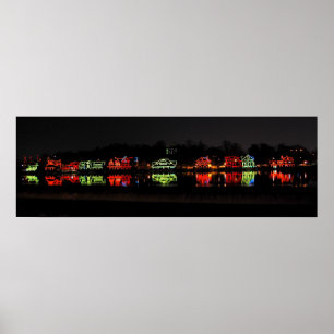 Panorama-Foto der Boathouse Row zu Weihnachten Poster