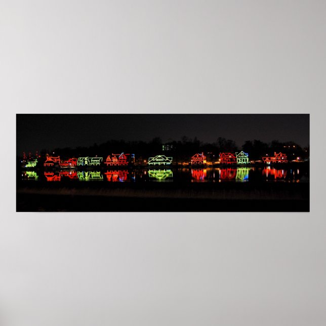 Panorama-Foto der Boathouse Row zu Weihnachten Poster (Vorne)
