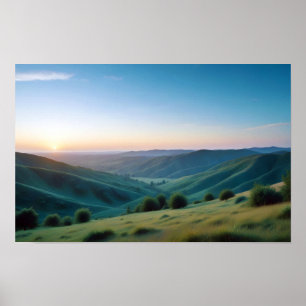 Panorama Landschaft Berge Tal Naturwald Poster