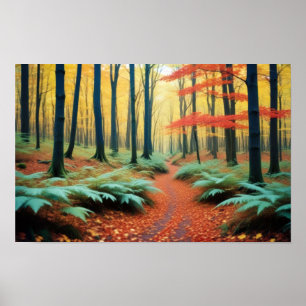 Panorama Landschaft Herbstwald Natur ruhig Poster