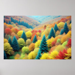 Panorama Landschaft Herbstwald Natur ruhig Poster
