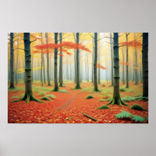 Panorama Landschaft Herbstwald Natur ruhig Poster