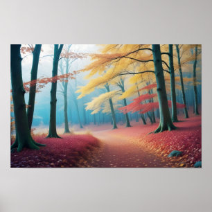 Panorama Landschaft Herbstwald Natur ruhig Poster