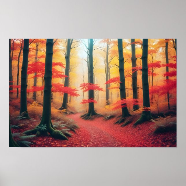 Panorama Landschaft Herbstwald Natur ruhig Poster (Vorne)