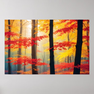 Panorama Landschaft Herbstwald Natur ruhig Poster