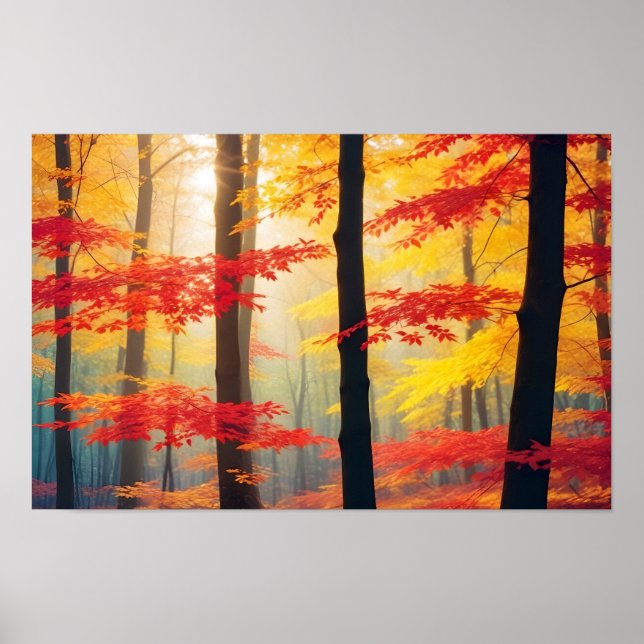 Panorama Landschaft Herbstwald Natur ruhig Poster (Vorne)