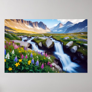 Panorama Landschaft Wiesen Tal Ruhe Natur Poster