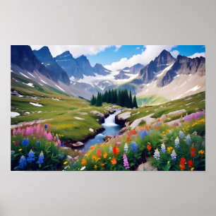 Panorama Landschaft Wiesen Tal Ruhe Natur Poster