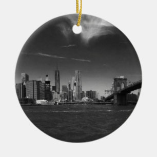Panorama-Schwarz-weiß Brooklyn Keramik Ornament