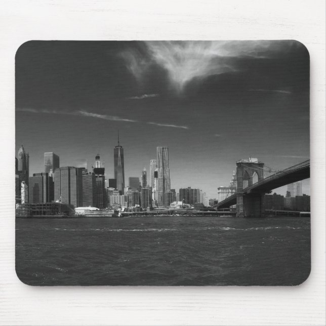 Panorama-Schwarz-weiß Brooklyn Mousepad (Vorne)