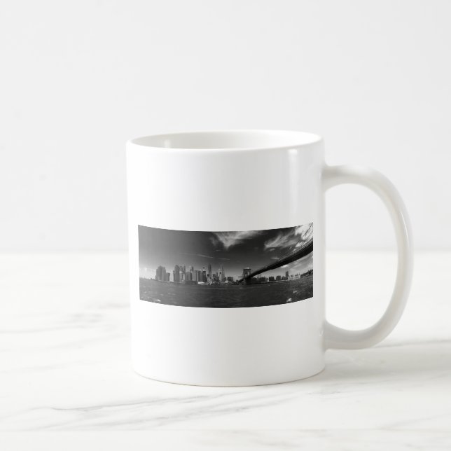 Panorama-Schwarz-weiß Brooklyn Tasse (Rechts)