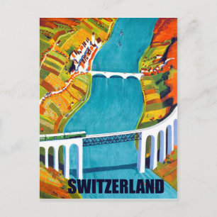 Panorama Schweiz, Seebrücken, Vintag Postkarte