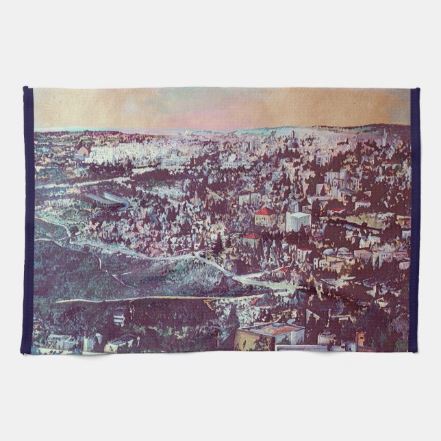 Panorama-Splendor von Jerusalem Geschirrtuch (Horizontal)