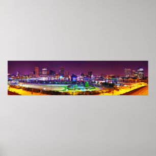 Panorama von Baltimore Innenhafen Night Skyline Poster