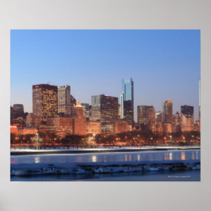 Panorama von Chicago, Illinois über See Poster