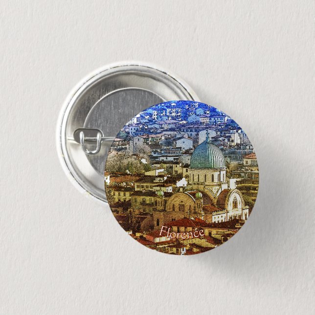 Panorama von Florenz, Italien Foto  Button (Vorne & Hinten)