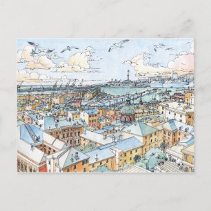 Panorama von Genua Postkarte