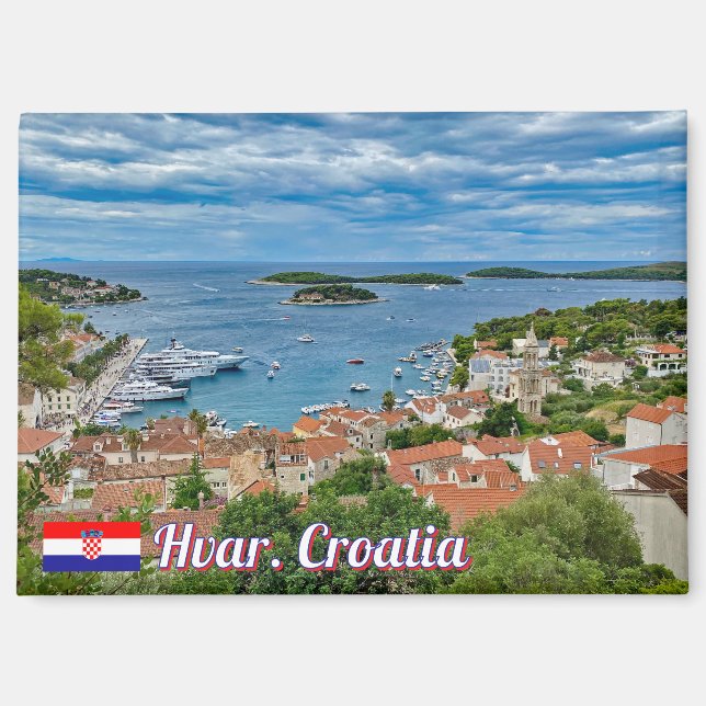 Panorama von Hvar in Kroatien Magnet (Vorderseite)