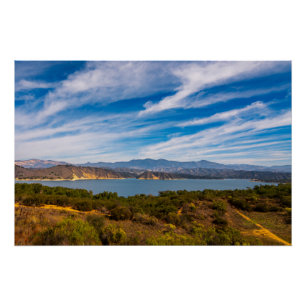 Panorama von Lake Cachuma Santa Ynez Mountain Foto Poster