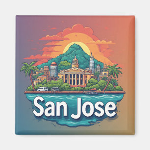 Panorama von San Jose mit dem Capitol Wahrzeichen Magnet